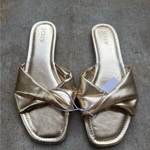 J. Crew Metallic Gold Women's Slide Sandals NWT